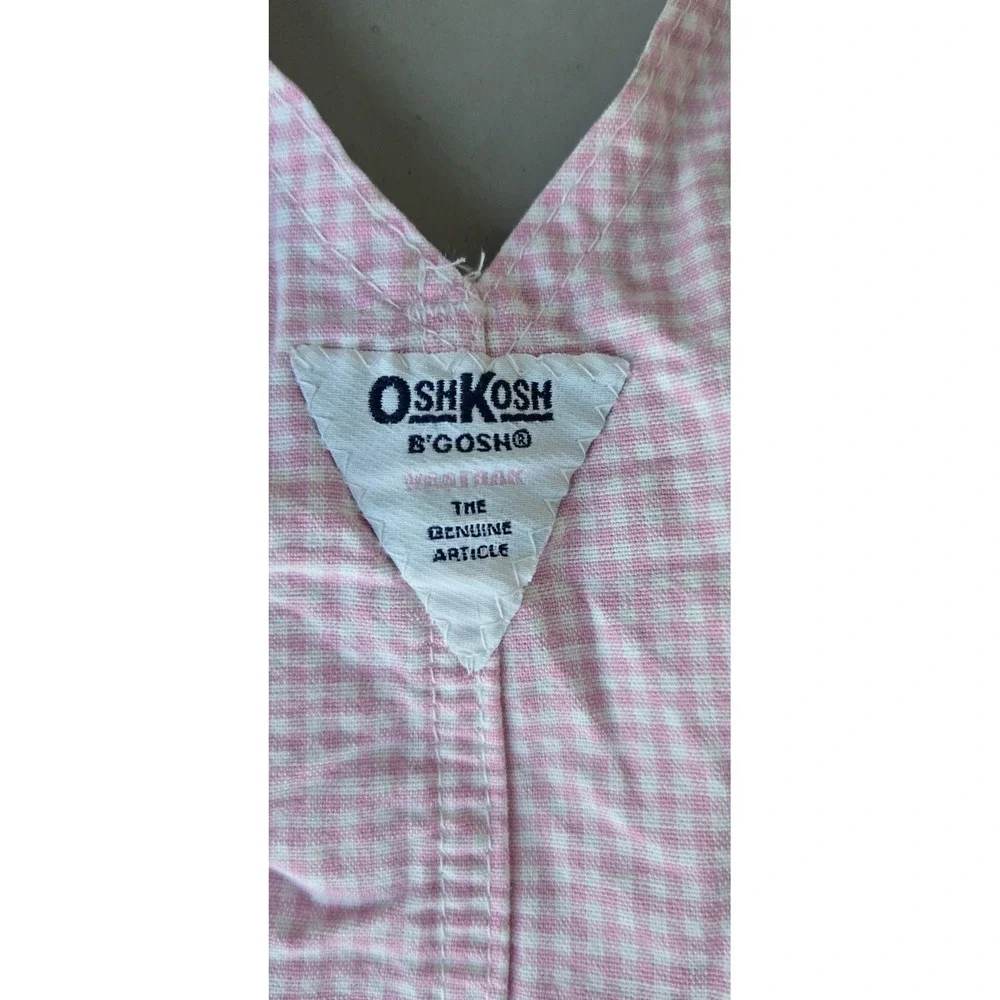 Vintage OshKosh‎ B'gosh Pink Gingham Check Overalls Girls Baby Toddler 24 Months
